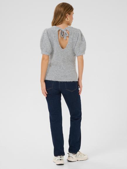 KAFFE Emilie Puff Short Sleeve Jumper, Mid Grey - view 2, Mid Grey
