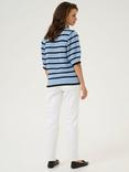 KAFFE Evelyn Stripe Short Sleeve Jumper, Blue/Multi