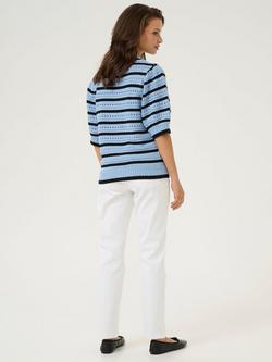 KAFFE Evelyn Stripe Short Sleeve Jumper - view 2, Blue/Multi