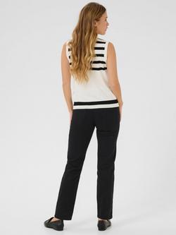 KAFFE Lizza Stripe Sleeveless Jumper, Chalk/Black Deep - view 2, Chalk/Black Deep