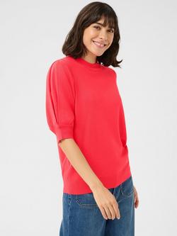 KAFFE Lone High Neck Short Sleeve Jumper, Hibiscus