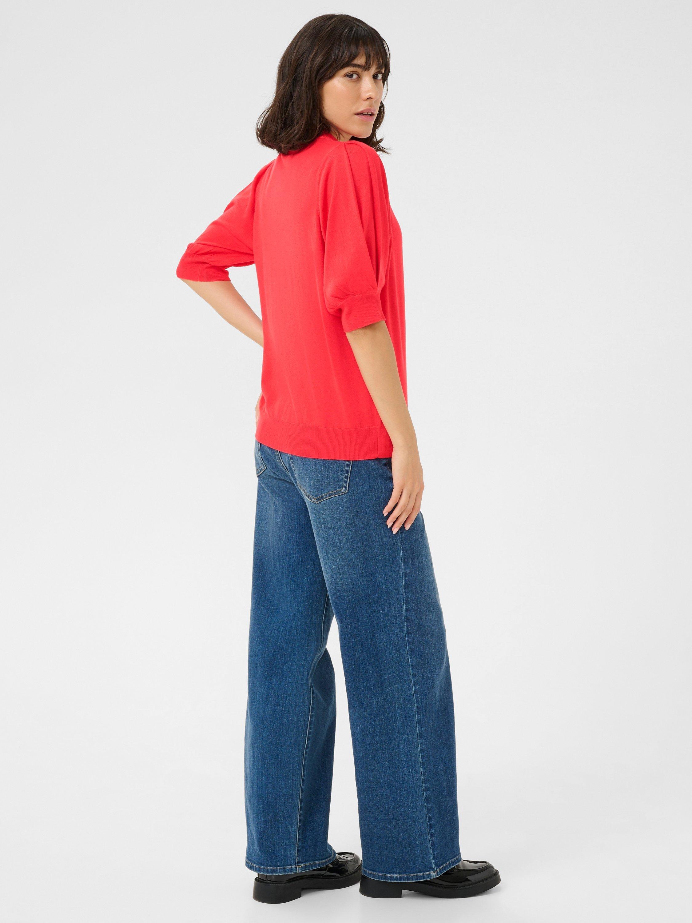 Product image 2 of 5, which shows KAFFE Lone High Neck Short Sleeve Jumper, Hibiscus, S