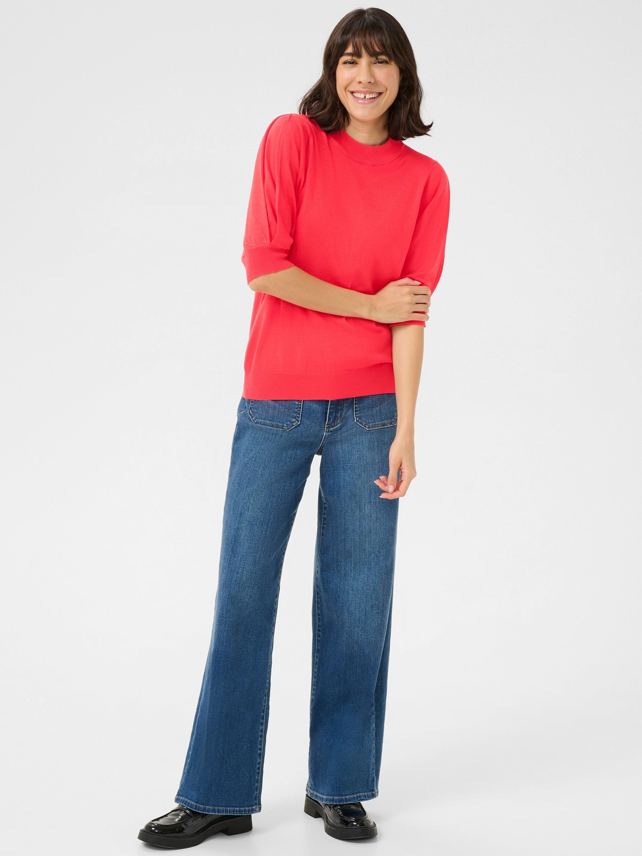 Product image 3 of 5, which shows KAFFE Lone High Neck Short Sleeve Jumper, Hibiscus, S