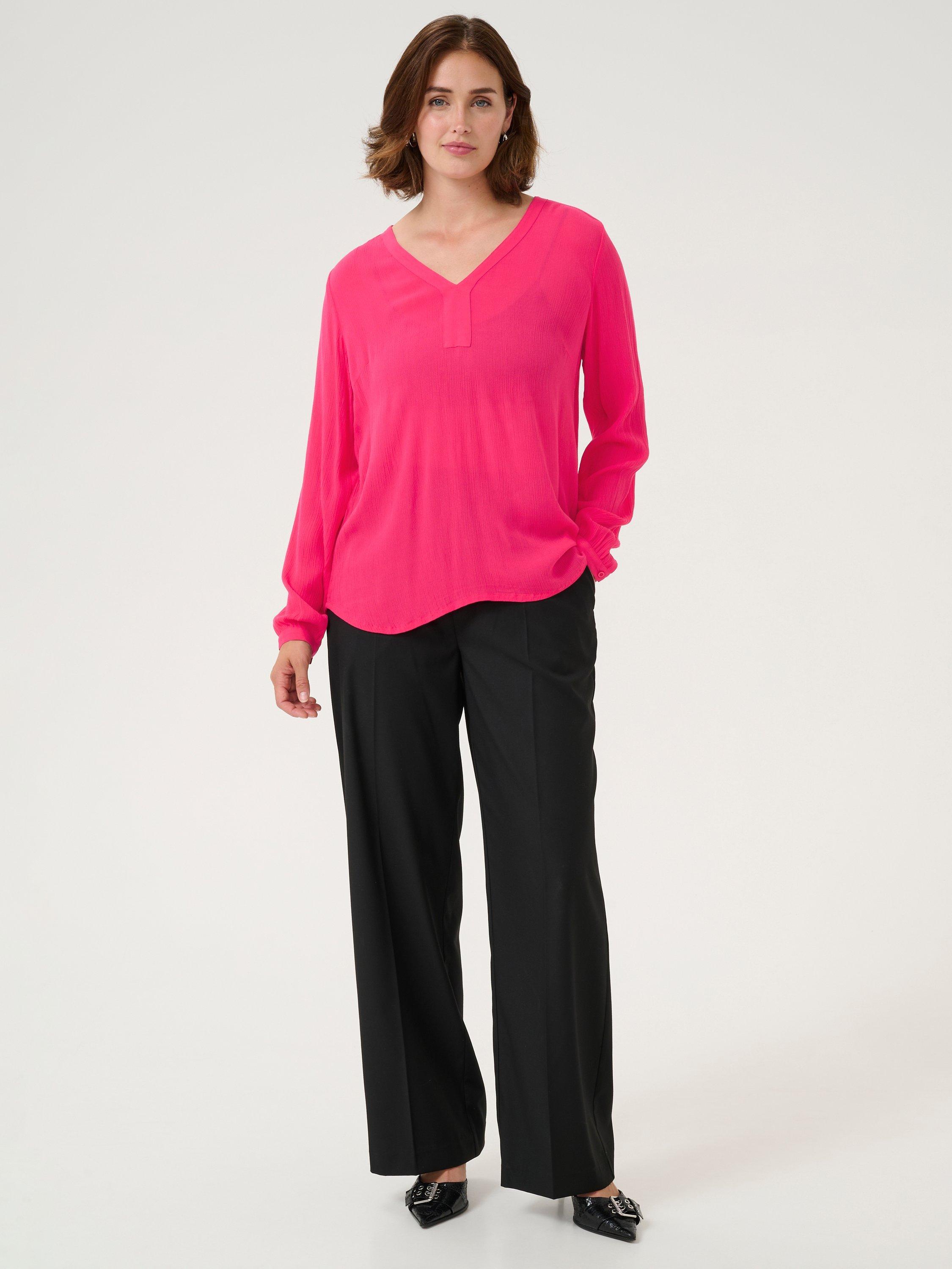 Product image 3 of 6, which shows KAFFE Amber V-Neck Long Sleeve Top, Raspberry, 8