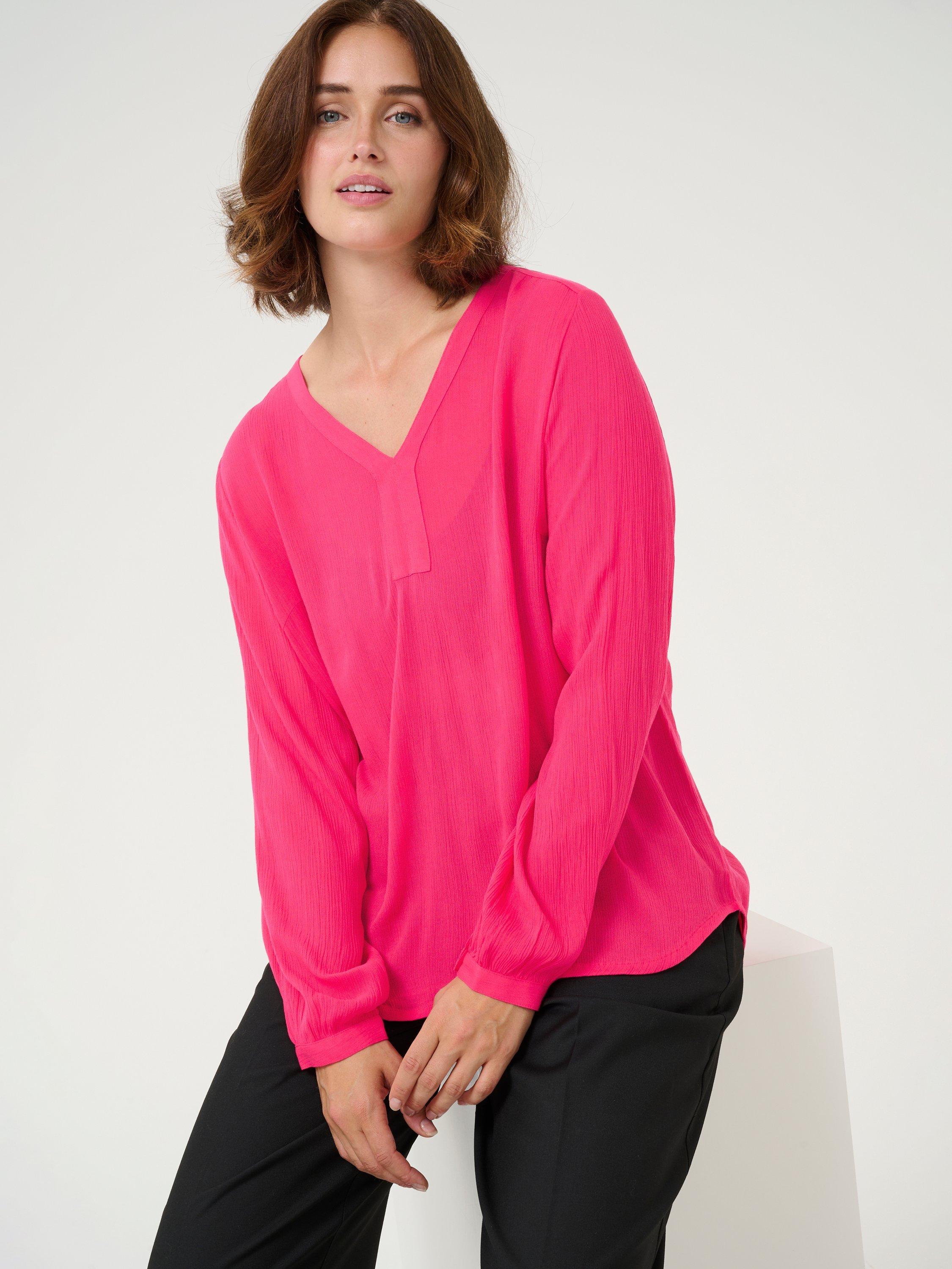 Product image 4 of 6, which shows KAFFE Amber V-Neck Long Sleeve Top, Raspberry, 8