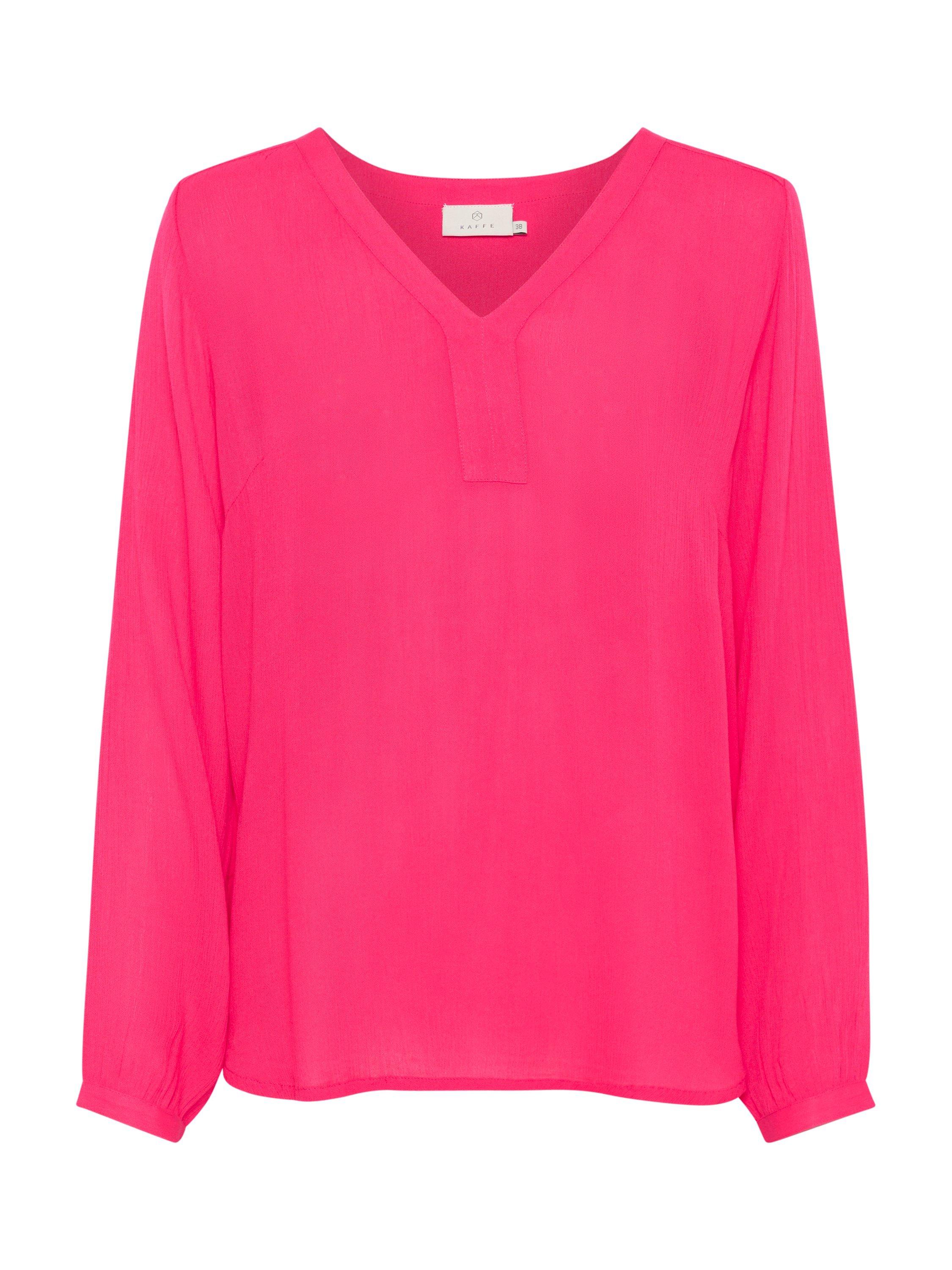 Product image 5 of 6, which shows KAFFE Amber V-Neck Long Sleeve Top, Raspberry, 8