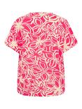 KAFFE Ano Floral Short Sleeve Blouse, Rasberry/Beige