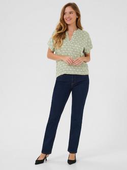 KAFFE Ano Geometric Top, Oli Green/Chalk - view 2, Oli Green/Chalk