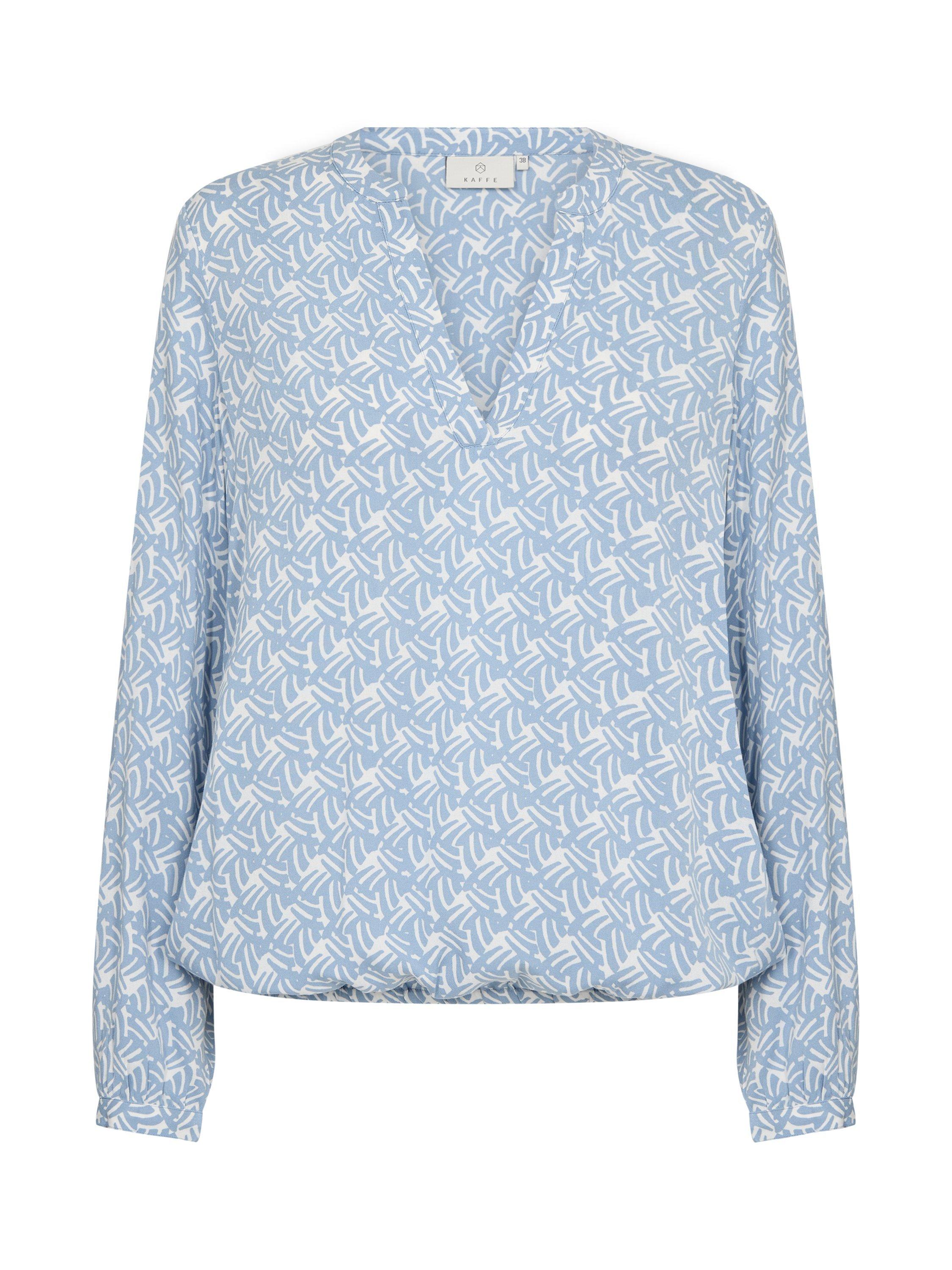 Product image 5 of 6, which shows KAFFE Ditte Moonstruck Print V-Neck Blouse, Mid Blue, 8