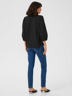KAFFE Jollia Zia Notch Neck Top - view 2, Black Deep