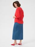 KAFFE Jollia Zia Notch Neck Top, Hibiscus