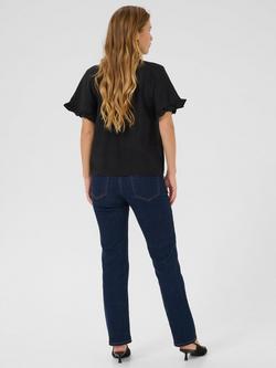 KAFFE Mariana Ruffle Short Sleeve Blouse, Black - view 2, Black