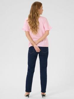 KAFFE Mariana Ruffle Short Sleeve Blouse - view 2, Mid Pink