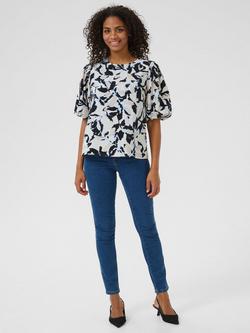 KAFFE Paco Floral Short Sleeve Blouse - view 2, Blue/Multi