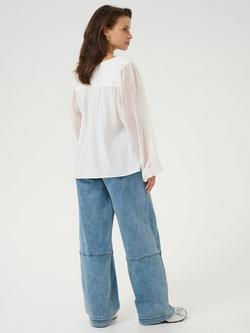 KAFFE Sonja Lace Sleeve Top, Chalk - view 2, Chalk