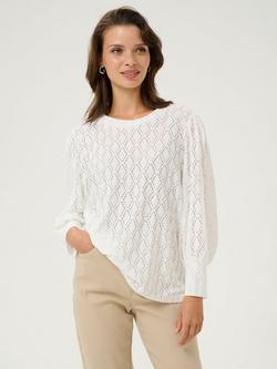 KAFFE Tio Lace Textured Top, Chalk