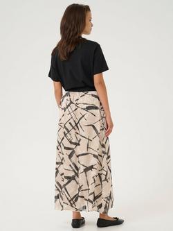 KAFFE Archy Abstract Pleated Maxi Skirt, Beige/Multi - view 2, Beige/Multi