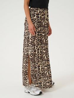 KAFFE Edita Amber Leopard Print Maxi Skirt, Beige/Multi, Beige/Multi