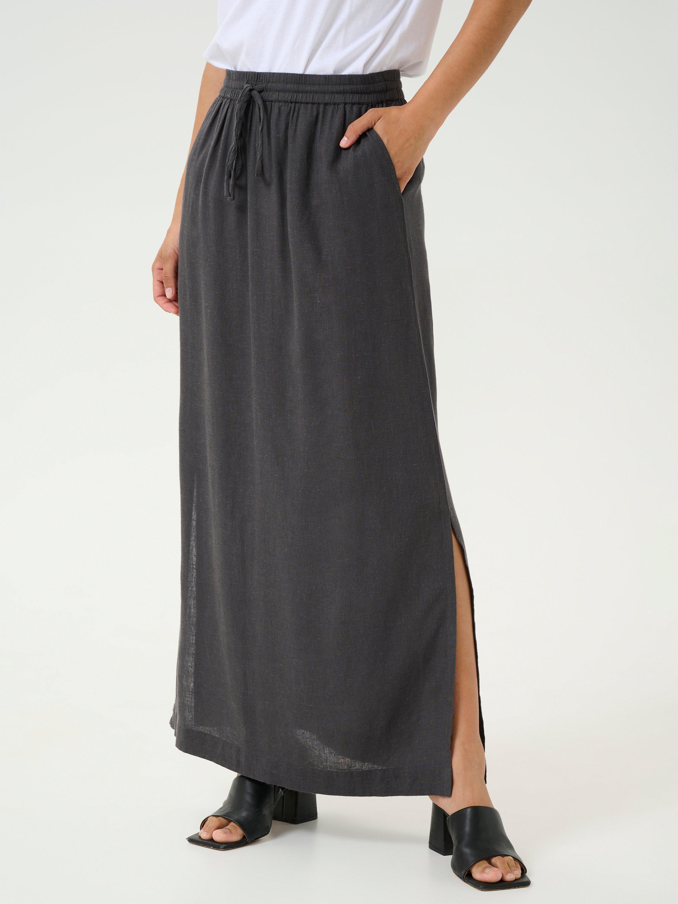 Product image 1 of 6, which shows KAFFE Milia Maxi Skirt, Black Oyster, 8