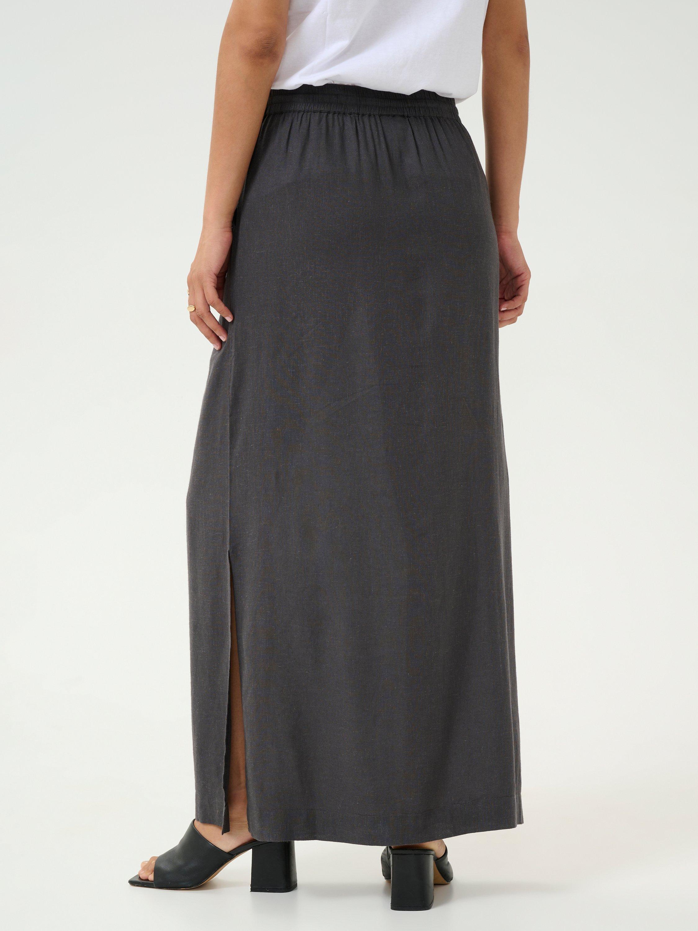 Product image 2 of 6, which shows KAFFE Milia Maxi Skirt, Black Oyster, 8
