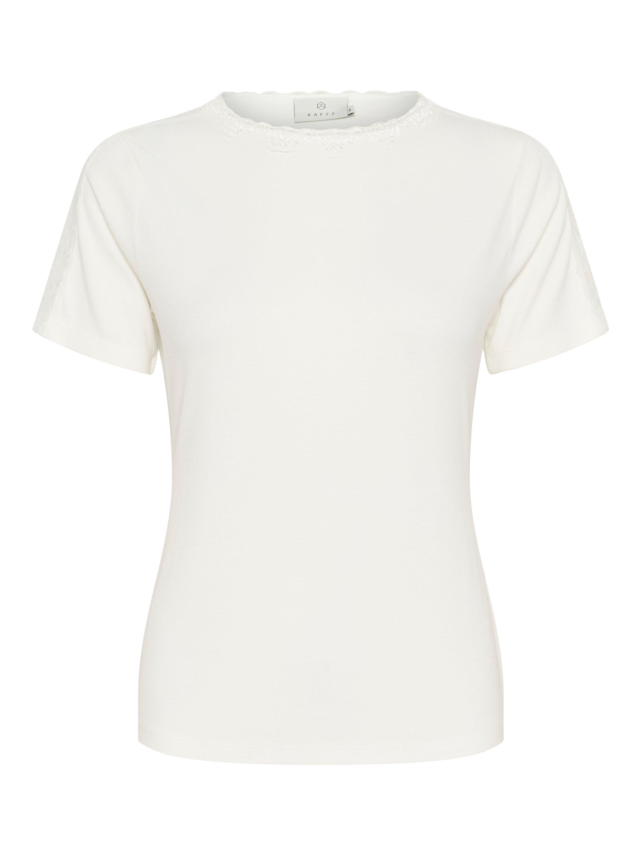 Product image 3 of 4, which shows KAFFE Jenna Lace T-Shirt, Chalk, M