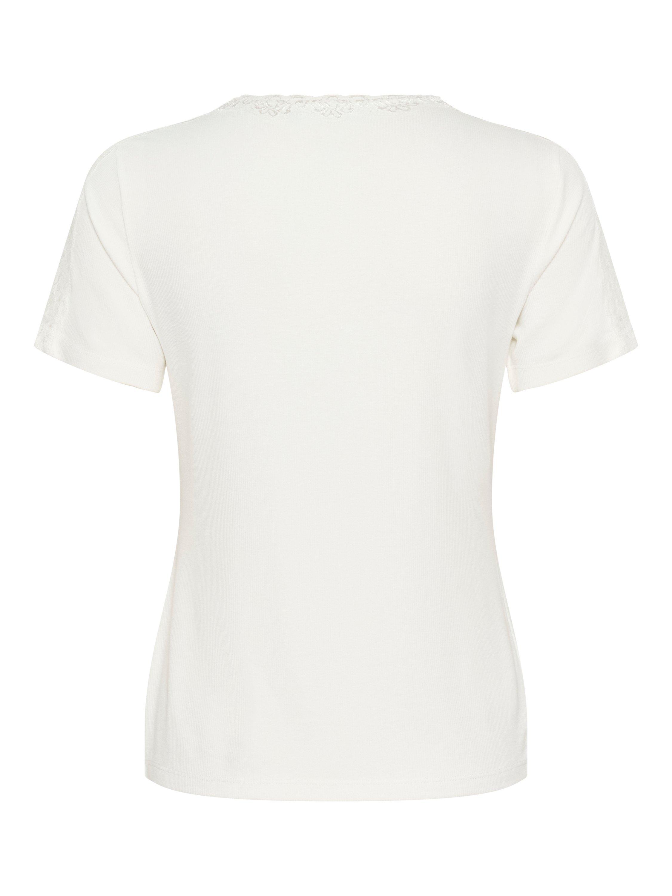 Product image 4 of 4, which shows KAFFE Jenna Lace T-Shirt, Chalk, M