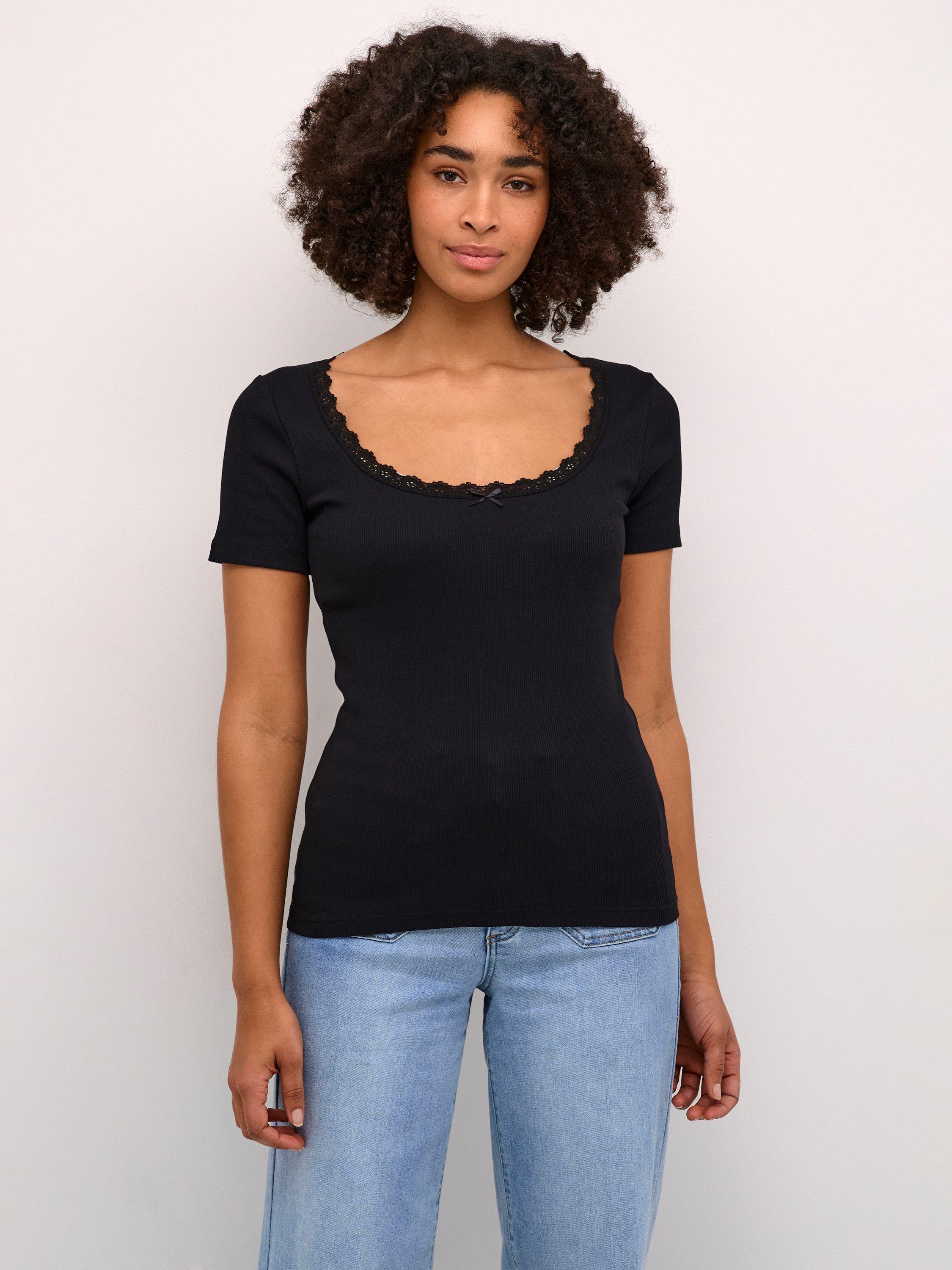 KAFFE Maibritt Scoop Neck T-Shirt, Black