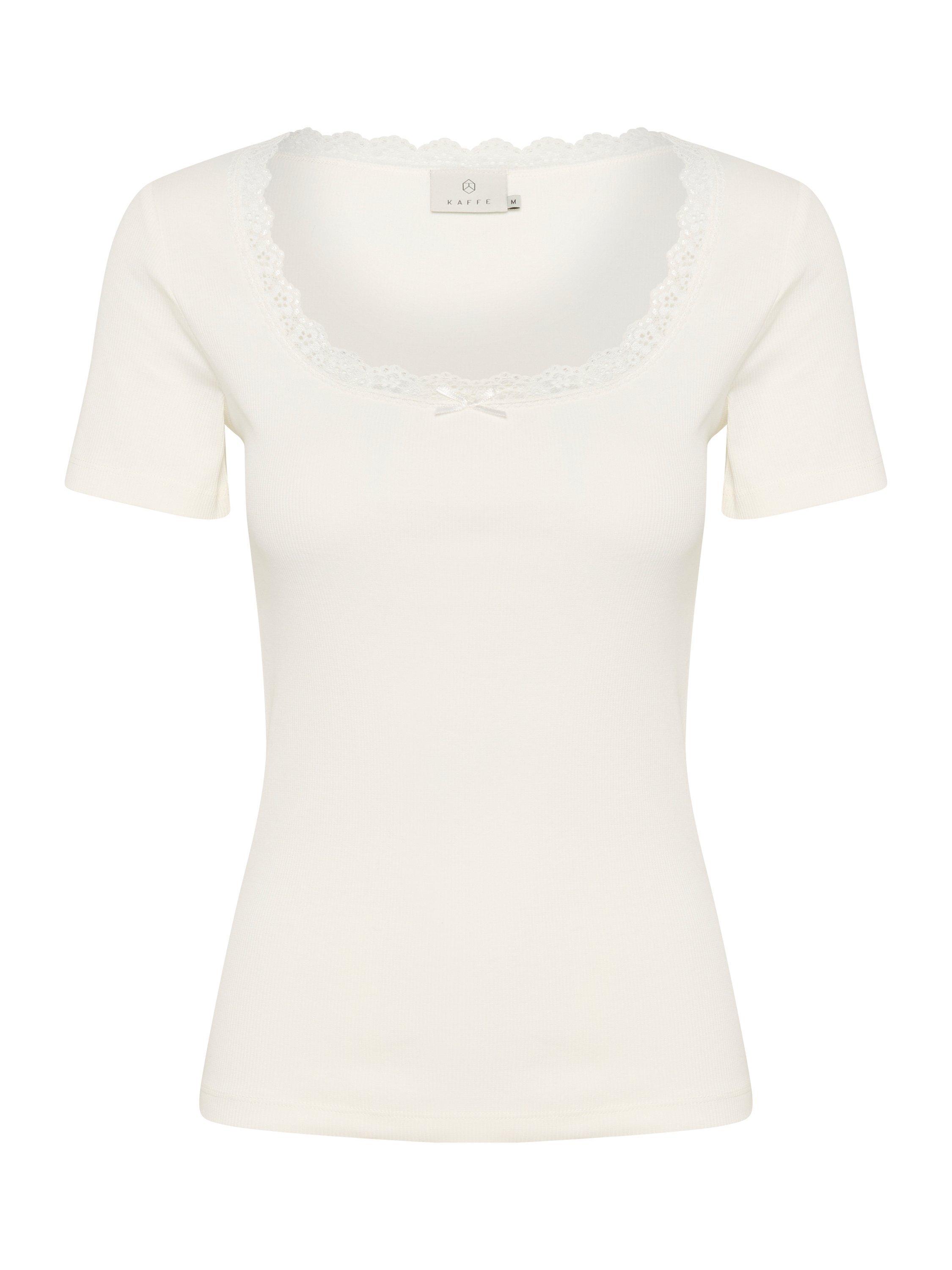 Product image 5 of 6, which shows KAFFE Maibritt Scoop Neck T-Shirt, Chalk, XS