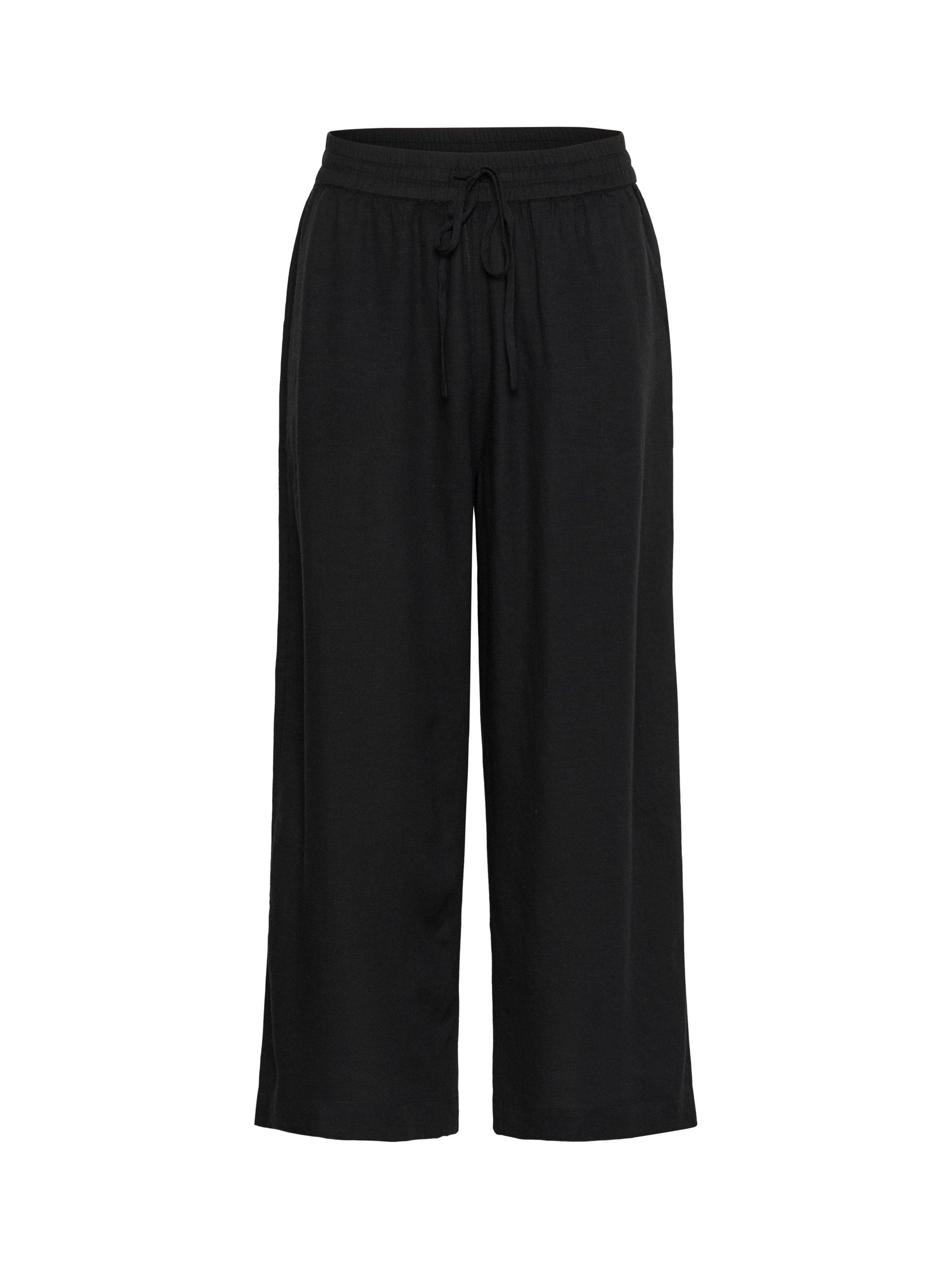 Product image 1 of 1, which shows KAFFE Milia Cropped Wide Leg Trousers, Black Deep, 8