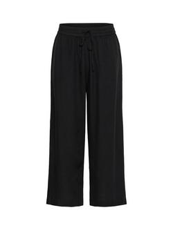 KAFFE Milia Cropped Wide Leg Trousers, Black Deep, Black Deep