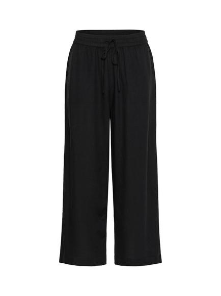KAFFE Milia Cropped Wide Leg Trousers, Black Deep