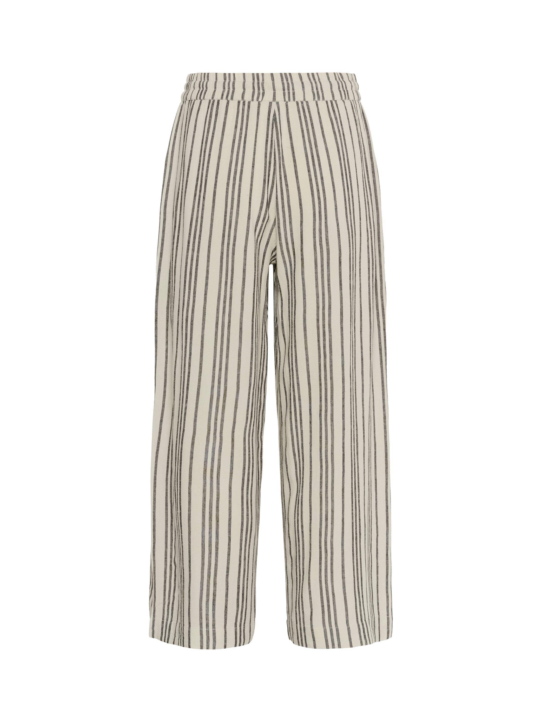 Product image 2 of 2, which shows KAFFE Milia Stripe Cropped Wide Leg Trousers, Moonstruck/Black, 8