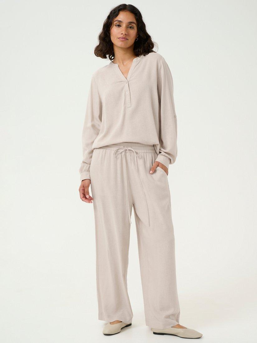 Product image 3 of 6, which shows KAFFE Milia Cropped Wide Leg Trousers, Feather Grey, 8