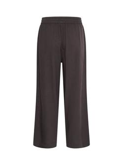 KAFFE Milia Linen Elasticated Waist Cropped Wide Leg Trousers, Black Oyster - view 2, Black Oyster