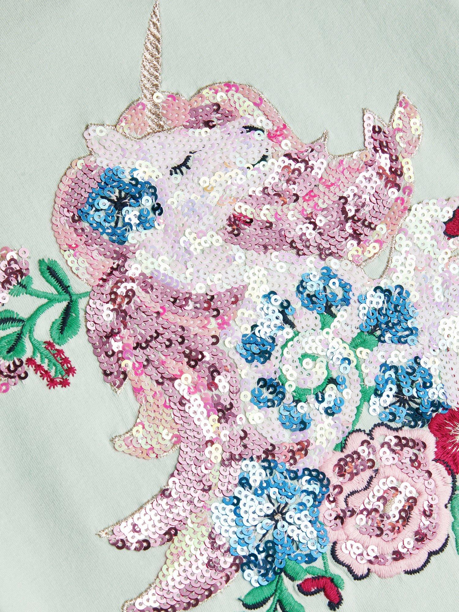 Product image 3 of 4, which shows Monsoon Kids' Frilly T-Shirt, Green, 5-6 years