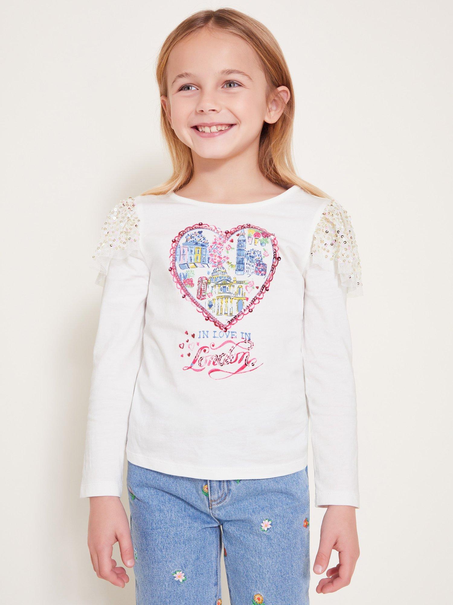 Product image 1 of 4, which shows Monsoon Kids' London Top, Ivory, 3-4 years
