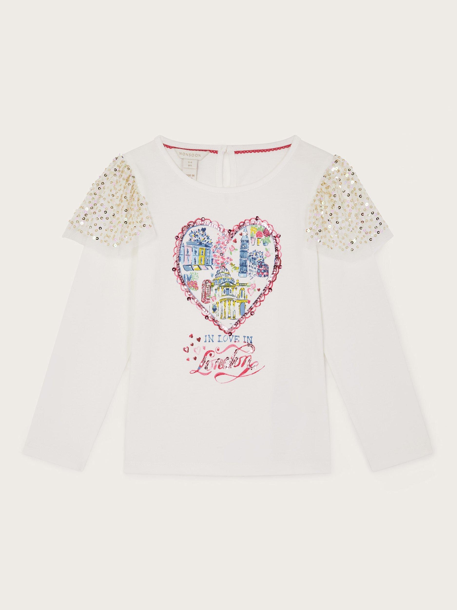 Product image 2 of 4, which shows Monsoon Kids' London Top, Ivory, 3-4 years