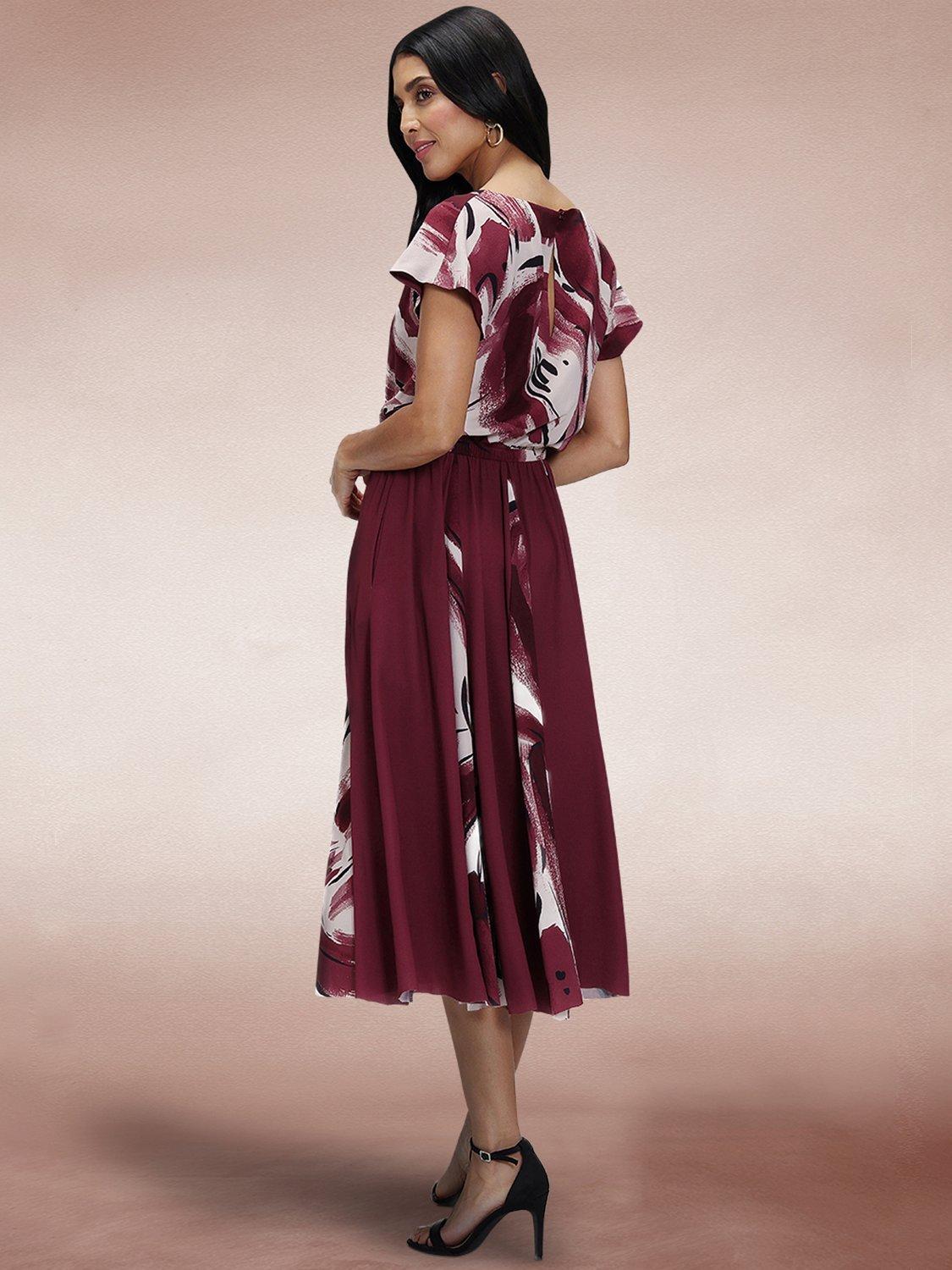 Product image 6 of 8, which shows HotSquash Pleated Midi Dress, Burgundy, 8