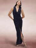 HotSquash V-Neck Ruched Maxi Dress, Navy