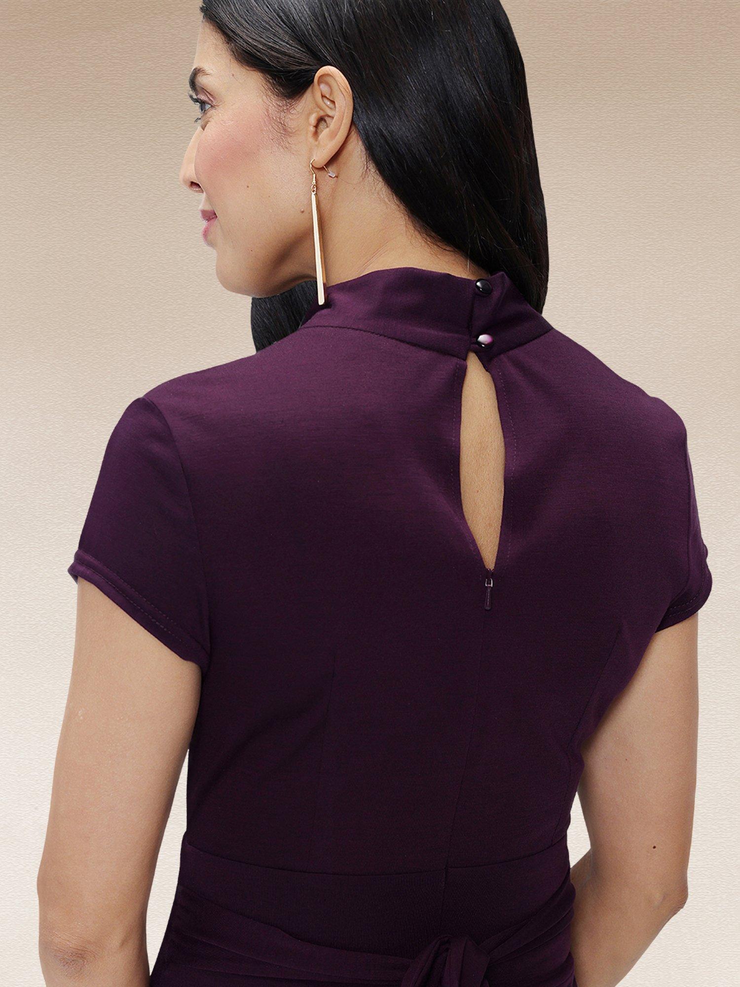 Product image 3 of 6, which shows HotSquash Cap Sleeve Wide Leg Jumpsuit, Damson, 8