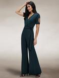 HotSquash Contrast Piping Detail Jumpsuit, Teal