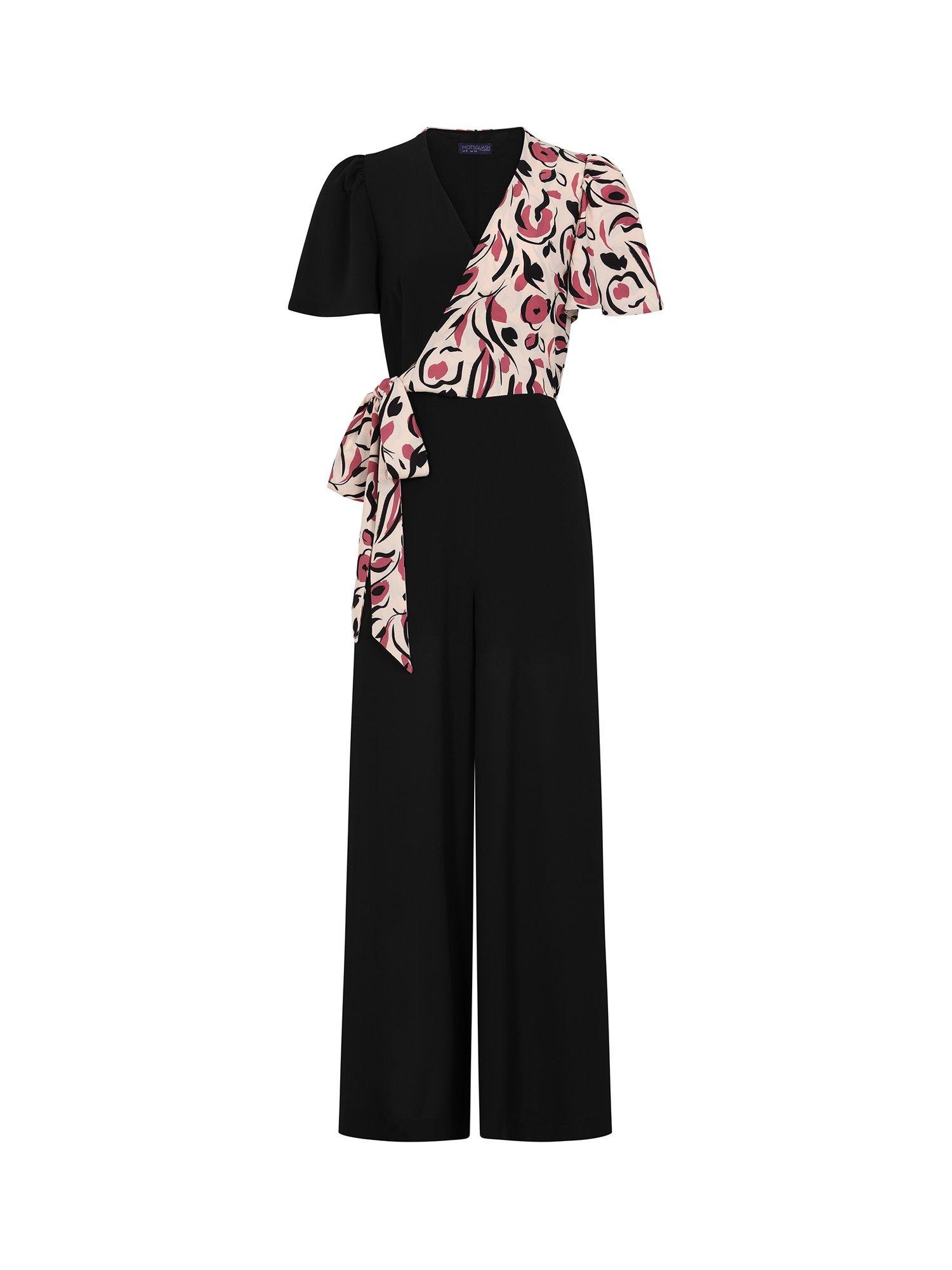 Product image 7 of 8, which shows HotSquash Overwrap Printed Jumpsuit, Cream/Pink, 8