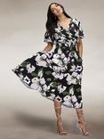 HotSquash Chiffon Flared Midi Dress, Green/White