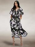 HotSquash Chiffon Flared Midi Dress, Green/White