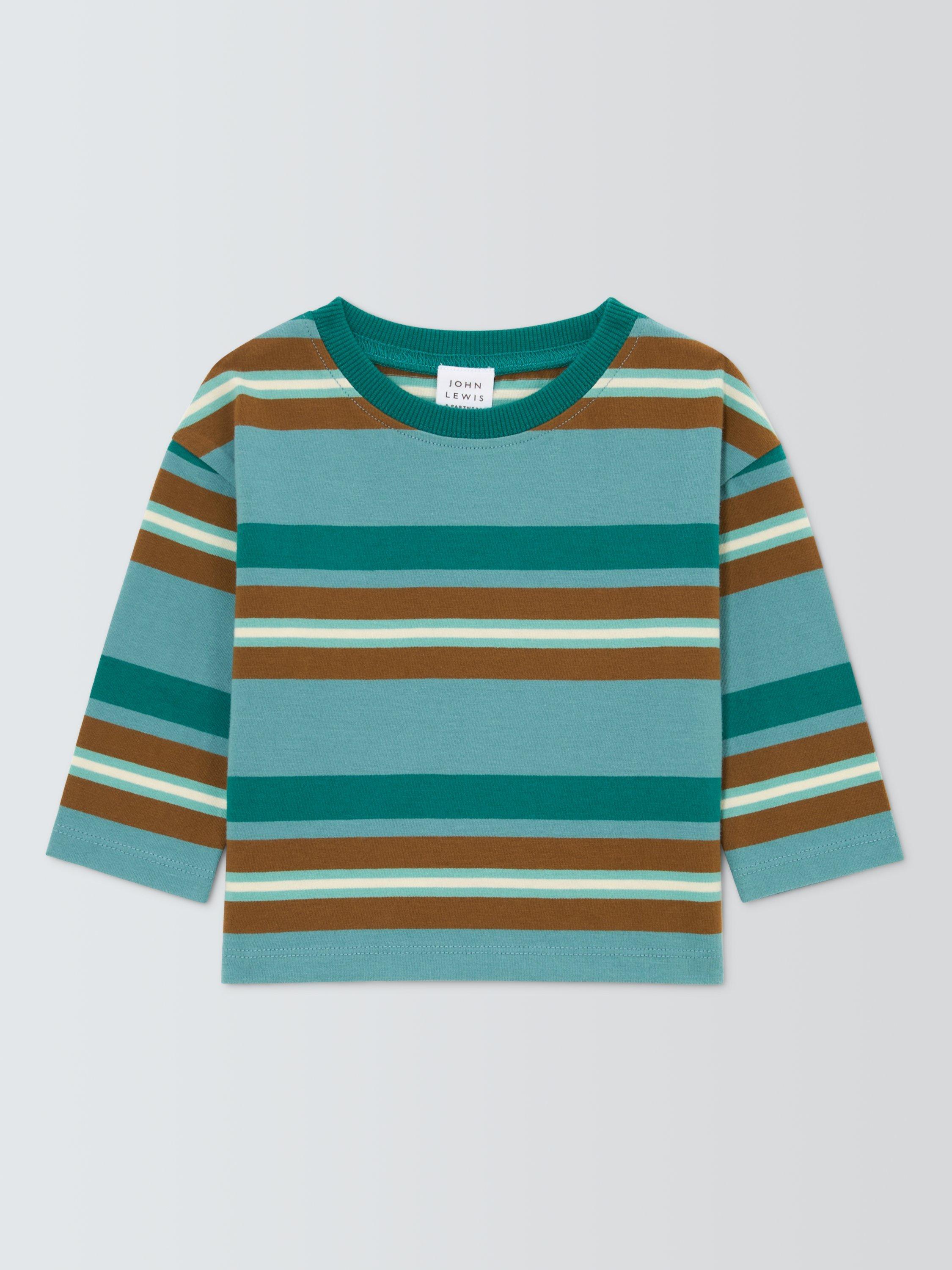 Product image 1 of 3, which shows John Lewis Baby Long Sleeve Stripe Top, Orange, 6-9 months