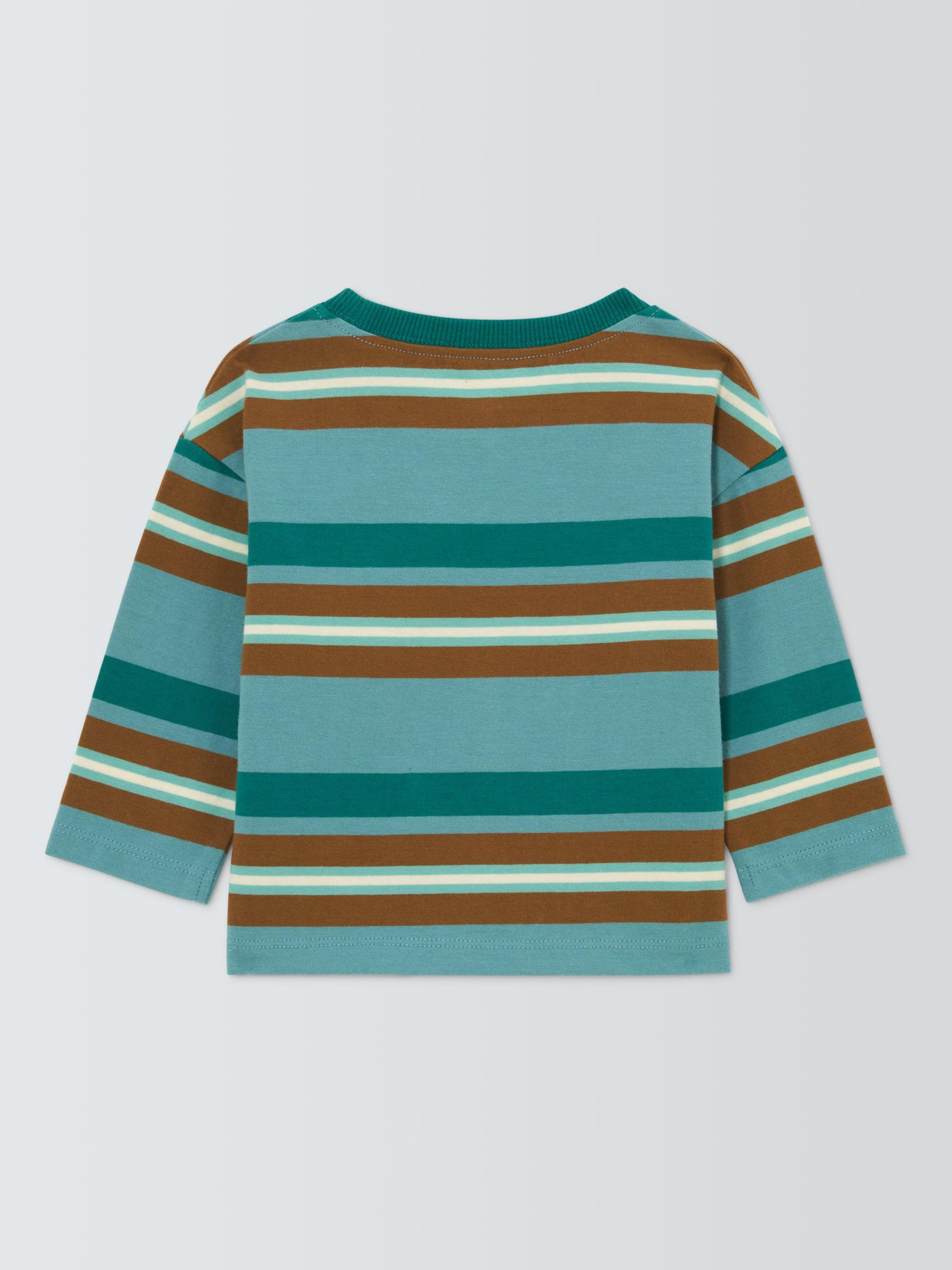 Product image 2 of 3, which shows John Lewis Baby Long Sleeve Stripe Top, Orange, 6-9 months