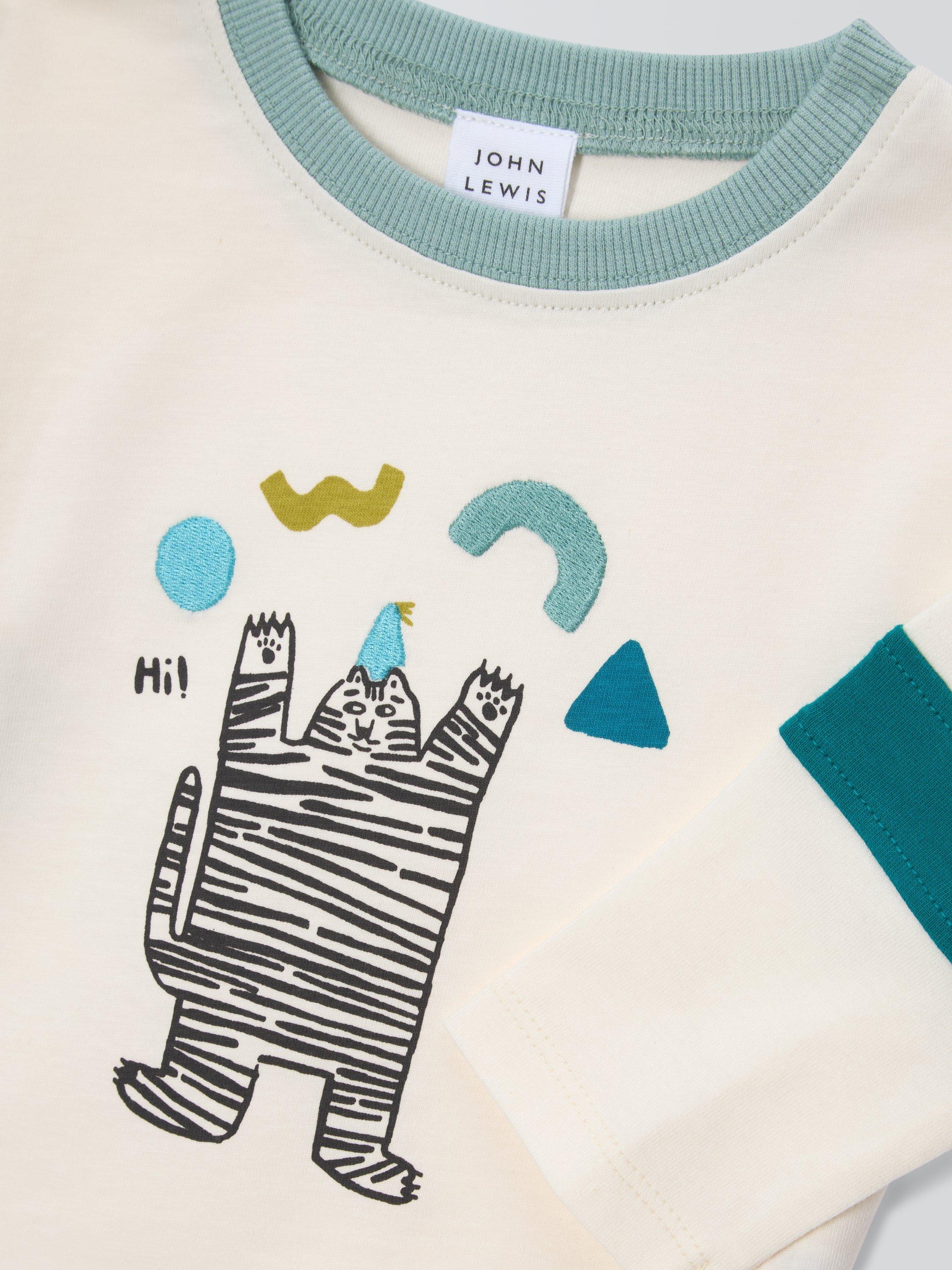 Product image 3 of 3, which shows John Lewis Baby Tiger Long Sleeve Top, White, 3-6 months