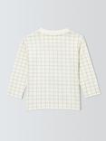 John Lewis Baby Check Embroidered Long Sleeve T-Shirt, Natural