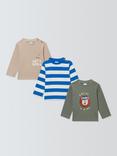 John Lewis Baby Long Sleeve Tops, Pack of 3, Multi