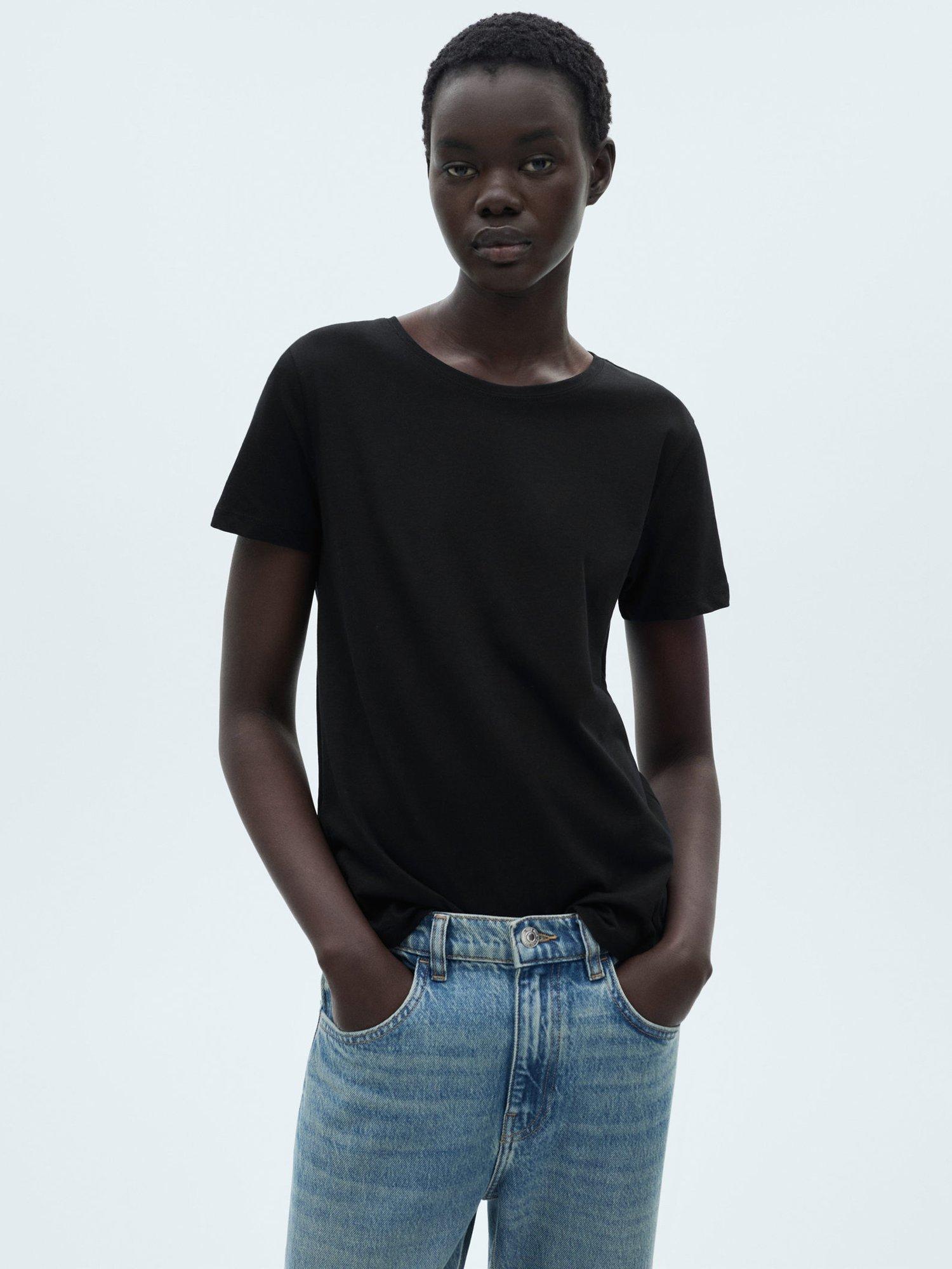 Mango Chalaca Cotton Tee, Black